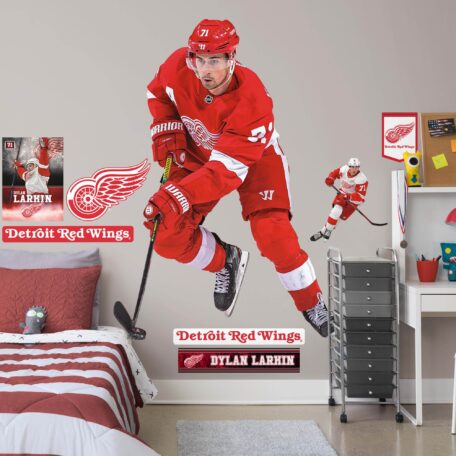 Dylan Larkin for Detroit Red Wings - Officially Licensed NHL Removable Wall Decal Life-Size Athlete + 8 Decals (52"W x 73"H) by