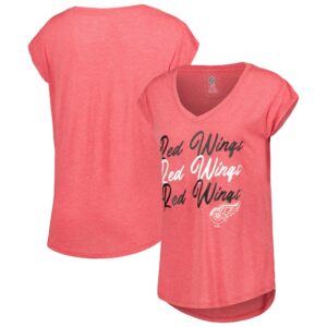 Women's Heathered Red Detroit Red Wings Cap Sleeve V-Neck T-Shirt