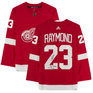 Lucas Raymond Red Detroit Red Wings Autographed adidas Authentic Jersey with "NHL Debut 10/14/21" Inscription