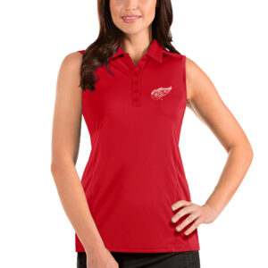 Women's Antigua Red Detroit Red Wings Tribute Sleeveless Polo