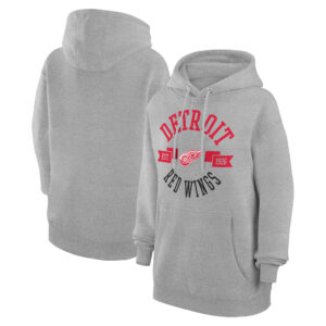 Women's G-III 4Her by Carl Banks Heather Gray Detroit Red Wings City Graphic Fleece Pullover Hoodie