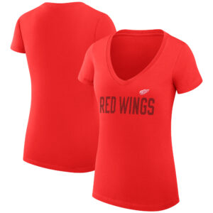 Women's G-III 4Her by Carl Banks Red Detroit Red Wings Dot Print Team V-Neck Fitted T-Shirt