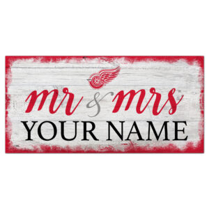 Detroit Red Wings 6" x 12" Personalized Mr. & Mrs. Script Sign