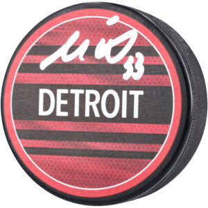 Moritz Seider Detroit Red Wings Autographed 2022-23 Reverse Retro Hockey Puck